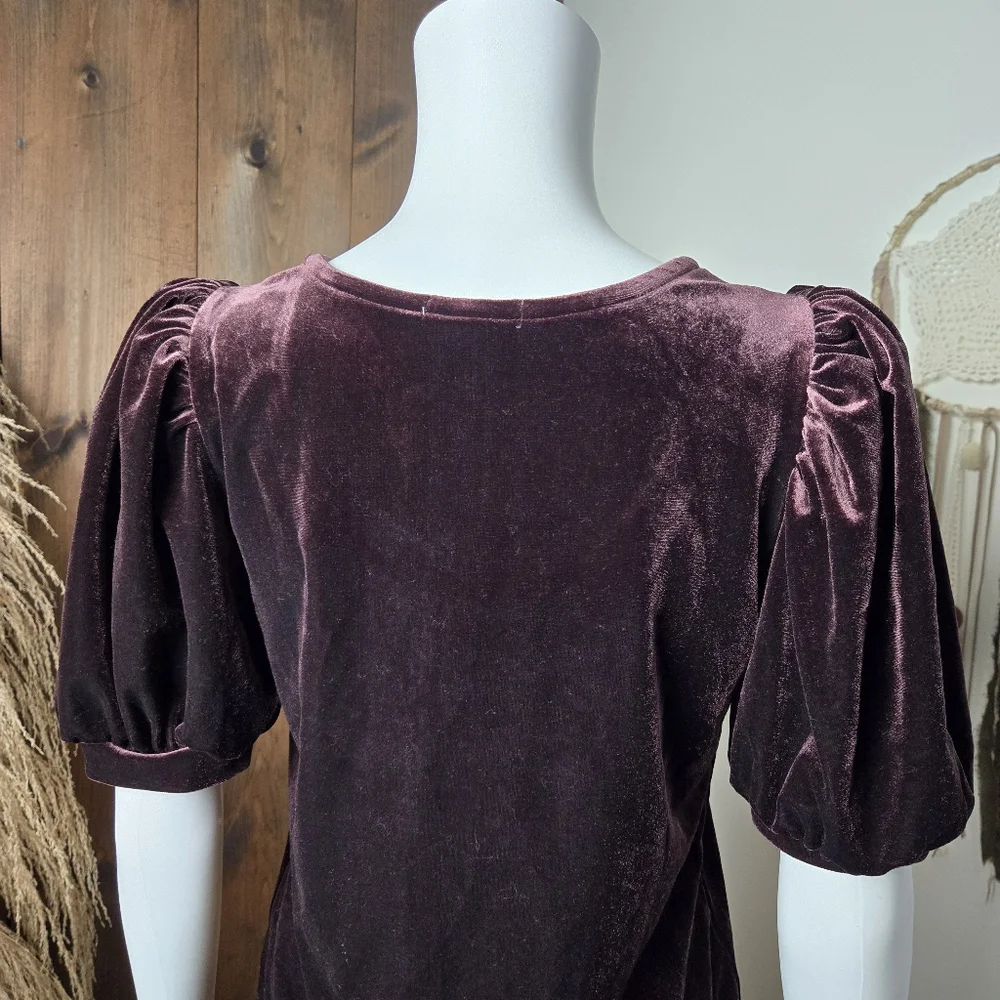 NWT Maurice's Velvet Short Puffy Sleeve Scoop Neck Top - Picture 9 of 14